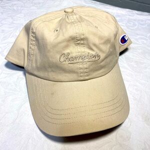Champion Baseball Cap Cream Color Logo Cursive Embroidered OS Authentic American